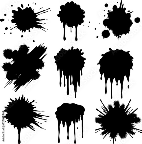 set of ink splashes