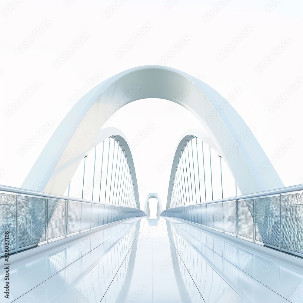 Fototapeta premium beautiful minimalism hitech bridge, isolated with white background