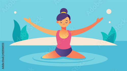 A picture of a person practicing Watsu a form of aquatic bodywork that combines elements of massage dance and yoga in a warm pool.. Vector illustration