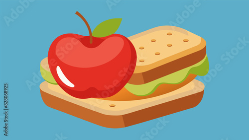 An apple and almond butter sandwich perfect for a sweet and satisfying snack that combines fruit and healthy fats.. Vector illustration