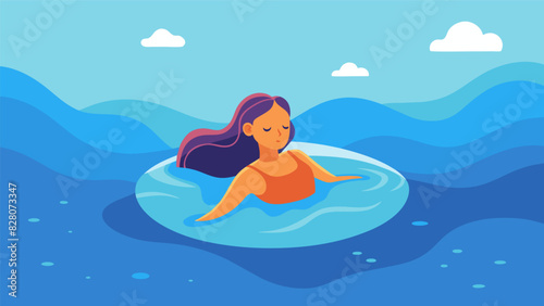 As the body floats effortlessly in the warm water the mind wanders to a place of serenity and calm. No outside distractions just the feeling of weightlessness and the soothing. Vector illustration