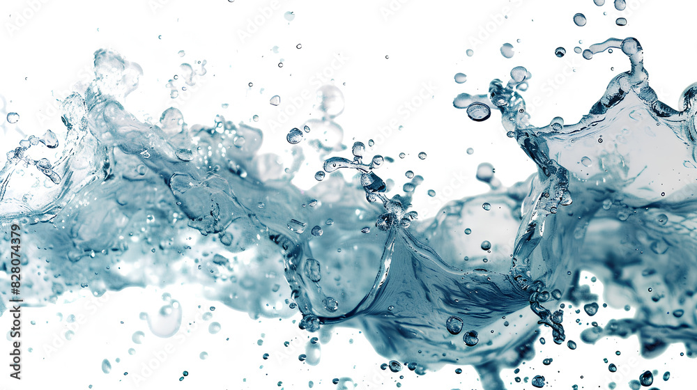 Blue water swirl splash with little bubbles isolated on clear white background, liquid flowing in form of wave Blue water swirl splash with little bubbles isolated on clear white background, liquid flowing in form of wave