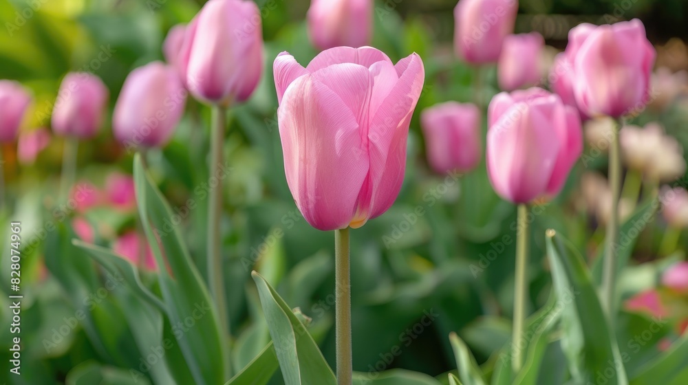 Tulip of the pink color present in the garden Tulip of the pink color present in the garden