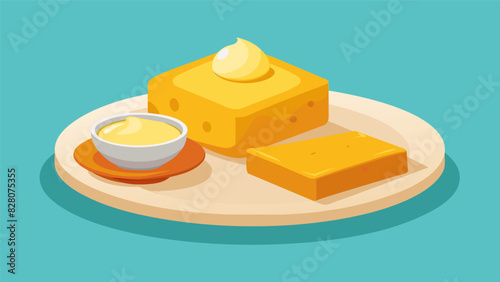 A traditional Appalachian cornbread served with a side of sweet maple and honey butter.. Vector illustration