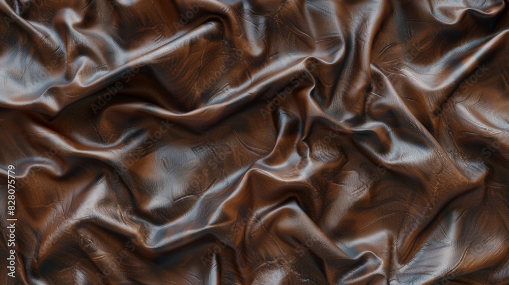 Detailed shot of shiny, smooth brown leather fabric. Textile texture concept Detailed shot of shiny, smooth brown leather fabric. Textile texture concept