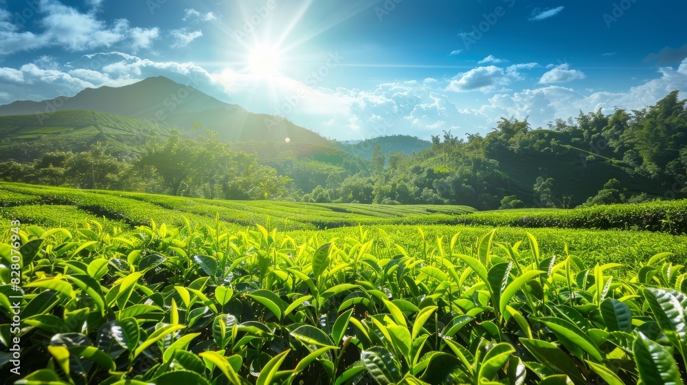 tea plantation in beautiful weather with sunshine tea plantation in beautiful weather with sunshine