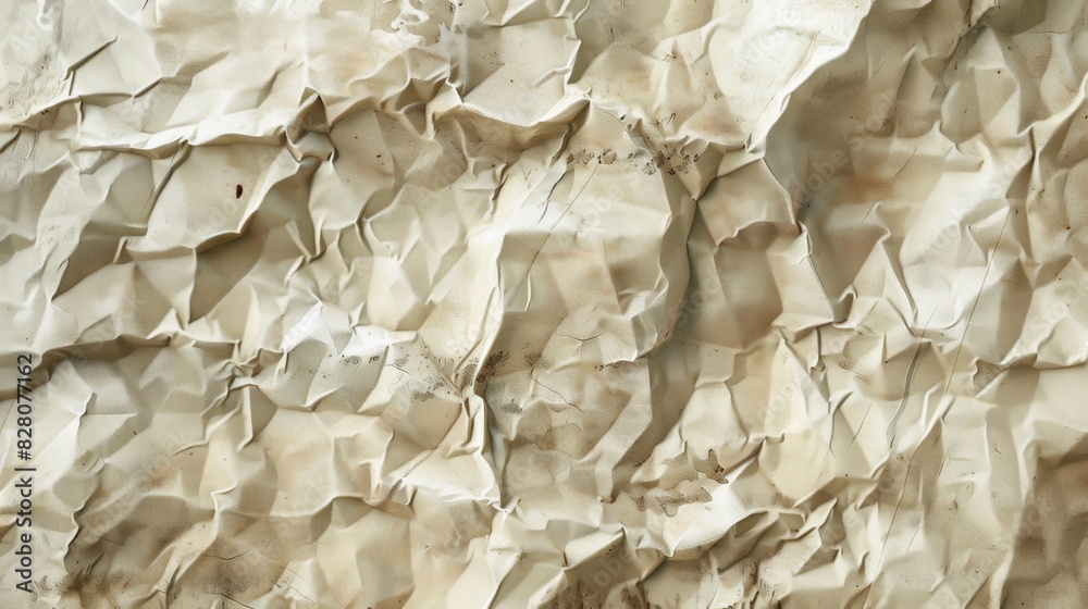 A piece of paper with a lot of wrinkles and creases A piece of paper with a lot of wrinkles and creases