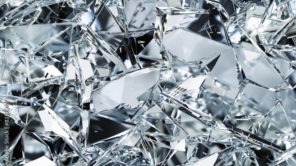 Detailed shot of glass fragment displaying diamond pattern. Shattered glass concept Detailed shot of glass fragment displaying diamond pattern. Shattered glass concept