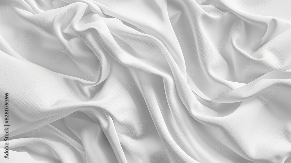 Fototapeta premium Fabric featuring wave pattern in white. Nautical design concept