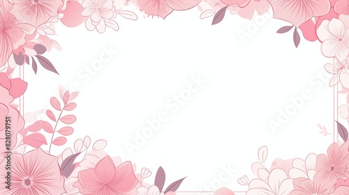 Elegant Pink Floral Border with Various Blossoms and Leaves