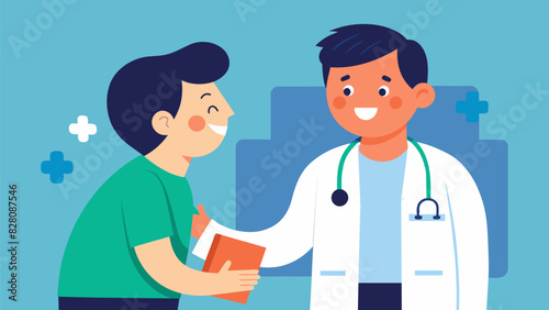 With a gentle smile the doctor reassured the patient that by coming in for regular checkups they were taking proactive steps towards preventing any future health complications.. Vector illustration
