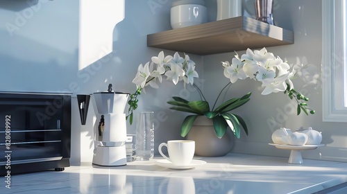 convenient coffee station nook with sleek mini kitchenette 3d illustration