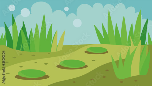 The soft grass underfoot providing a grounding and tactile sensation to the practice.. Vector illustration
