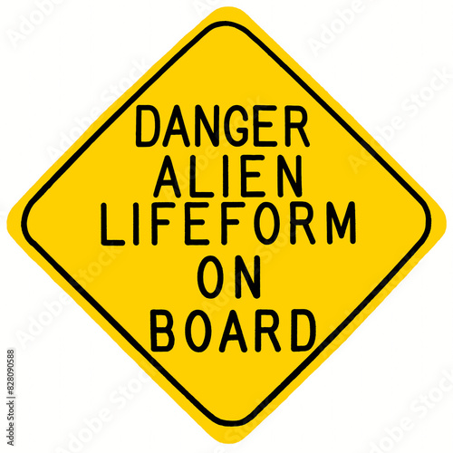Alien On Board Warning Sign clipart
