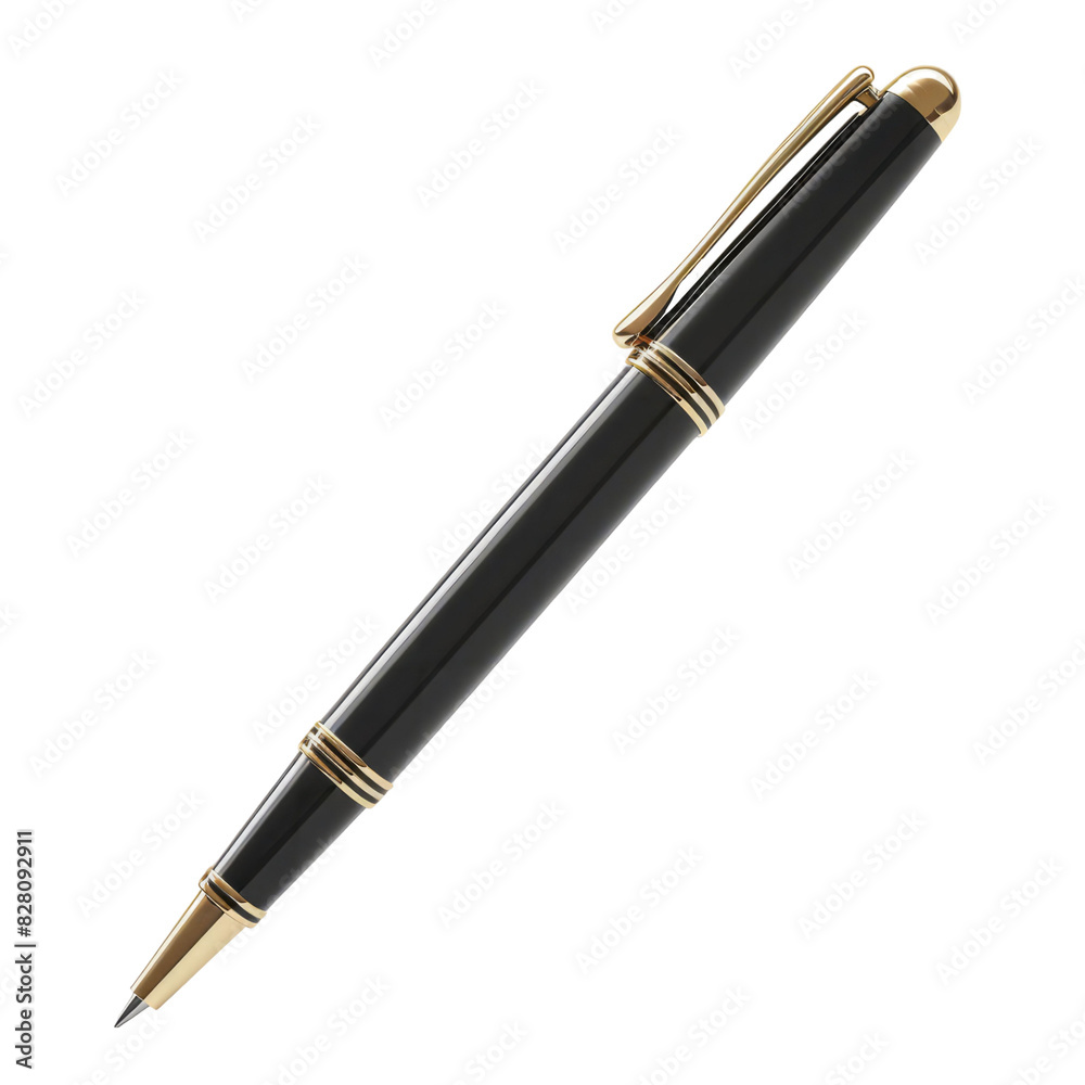Black and gold luxury rollerball pen isolated on white background. Black and gold luxury rollerball pen isolated on white background.