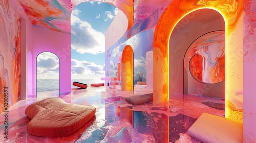 Capture the essence of a personal haven reinvented through virtual realitys lens Merge the tangible and the surreal in a breathtaking panorama that invites viewers to explore a digital retreat, rich i photo