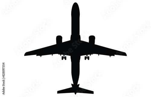 Airplane silhouette on a white background, vector illustration, Airbus silhouette.