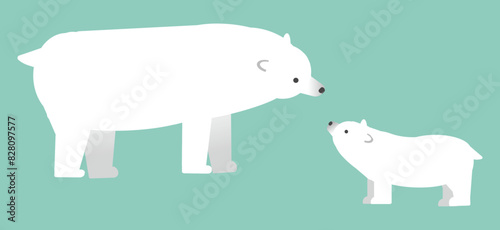 かわいいシロクマ親子のイラスト