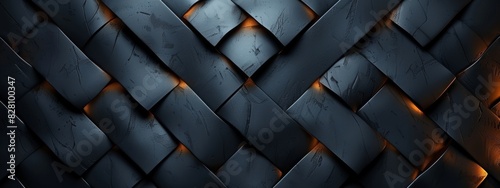 Dark brwon abstract, wallpaper, monochrome design, neat symmetrical pattern, parallelogram tiles, right lower third lighting.