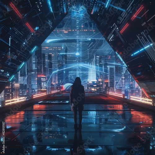 A suitable KV key visual for a tech background features sleek, futuristic imagery with digital elements and clean lines, highlighting cutting-edge technology against a high-tech, modern backdrop. 
