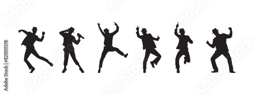 Illustration vector of dancing peoples silhouette art style.