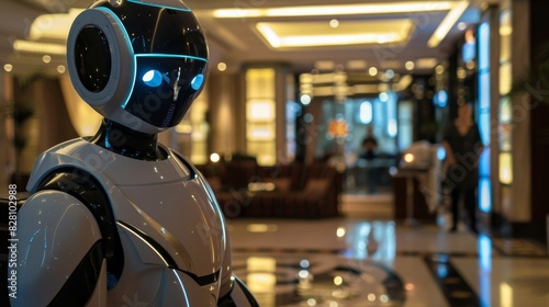Humanoid robots check in guests and deliver room service in hotels. 