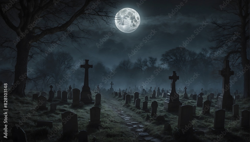 Beneath the pale moonlight, a haunted graveyard echoes with the faint whispers of ghostly tales from centuries past ai_generated Beneath the pale moonlight, a haunted graveyard echoes with the faint whispers of ghostly tales from centuries past ai_generated