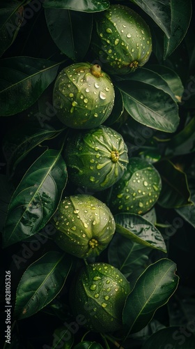 a closeup stock image of guavas, in the style of hard surface modeling, dark green, creased crinkled wrinkled, radiant clusters, jean-franÃ§ois millet, photo taken with fujifilm superia, realistic ren photo