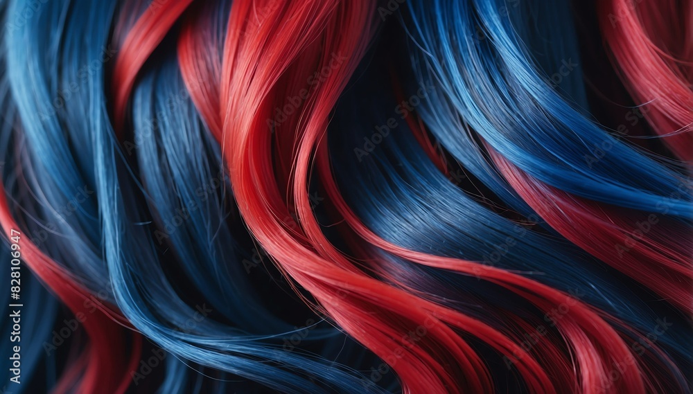Naklejka premium red to blue gradient color hair close-up