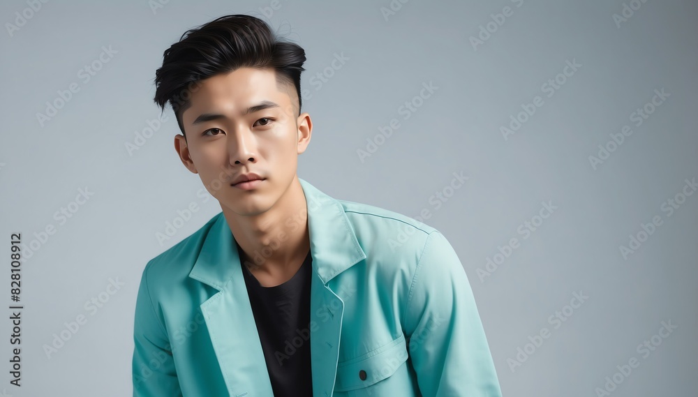 handsome young asian guy on summer outfit fashion style on plain bright studio background handsome young asian guy on summer outfit fashion style on plain bright studio background