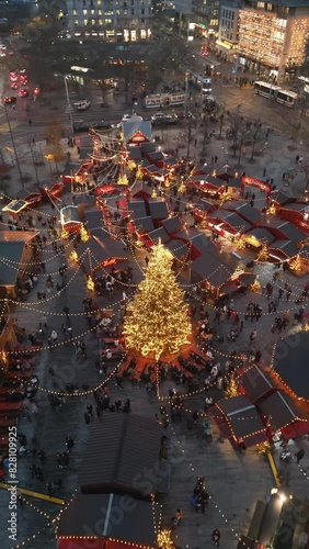 Zurich, Switzerland Aerial view of the Zurich Christmas Market, the Weinachsdorf