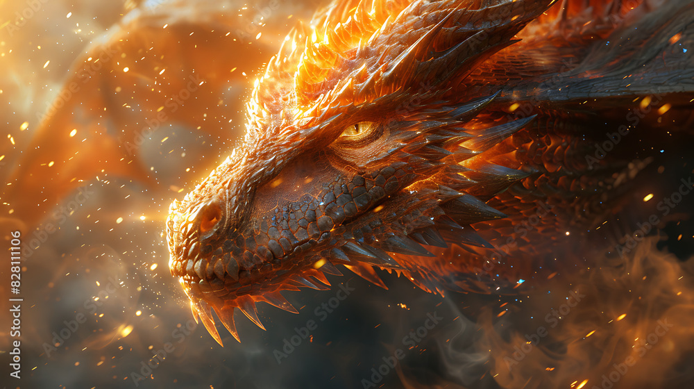 illustration of a mythical creature known as a dragon with scales of ...