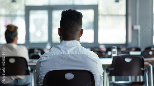 an entrepreneur sitting in a business coaching class, portrait of a businessman  photo