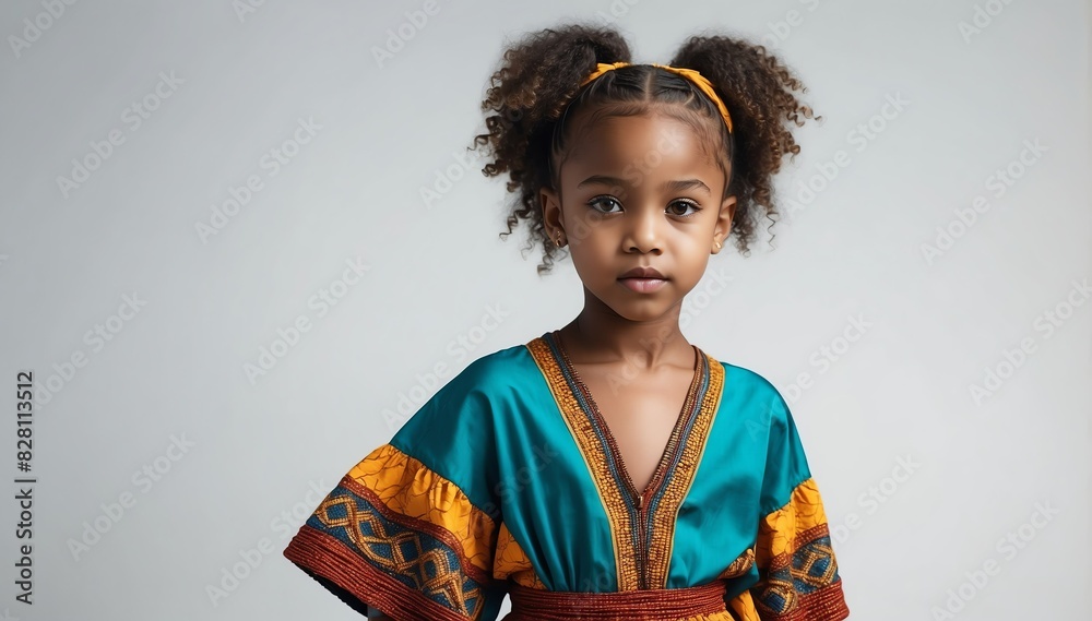 beautiful kid african girl on summer outfit fashion style on plain bright studio background beautiful kid african girl on summer outfit fashion style on plain bright studio background