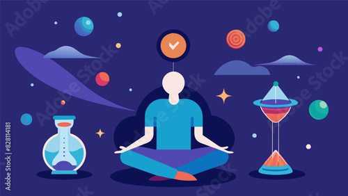 A total disconnect from time and space where someone can experience complete stillness and inner focus.. Vector illustration