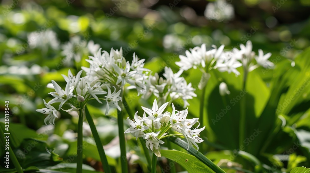 Wild garlic flowers in the spring Wild garlic flowers in the spring