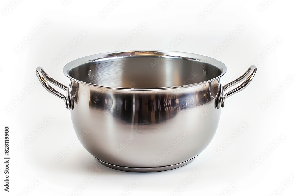 Silver cooking pot on white background Silver cooking pot on white background