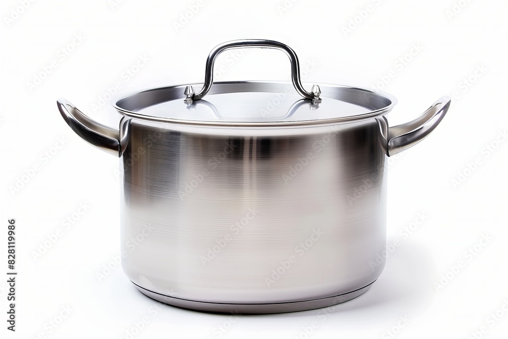 Silver cooking pot on white background Silver cooking pot on white background