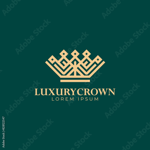 luxury crown logo in gold color. vector illustration design elements