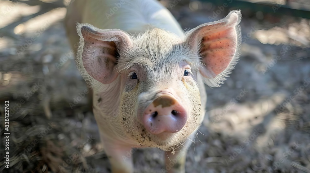 curious white pig portrait with inquisitive expression adorable farm animal closeup photography curious white pig portrait with inquisitive expression adorable farm animal closeup photography