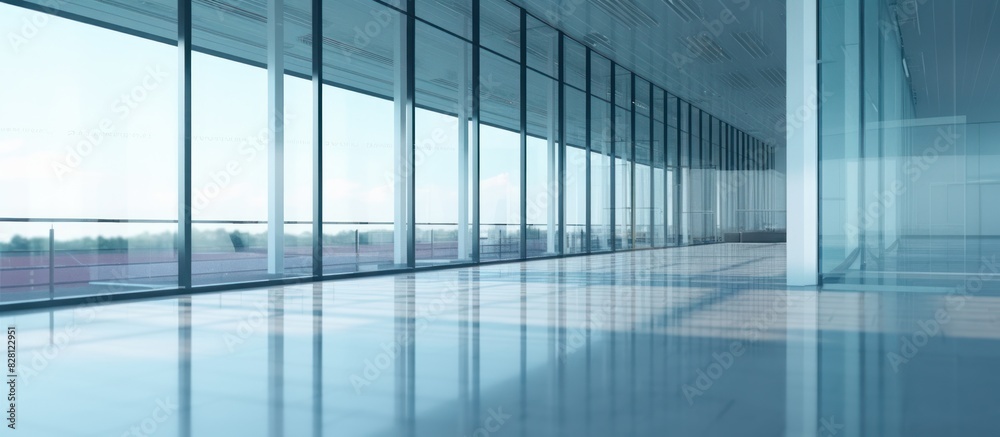Obraz premium Glass walls in office building empty room