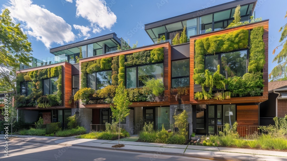 ecofriendly townhome with lush green living walls and energyefficient ...