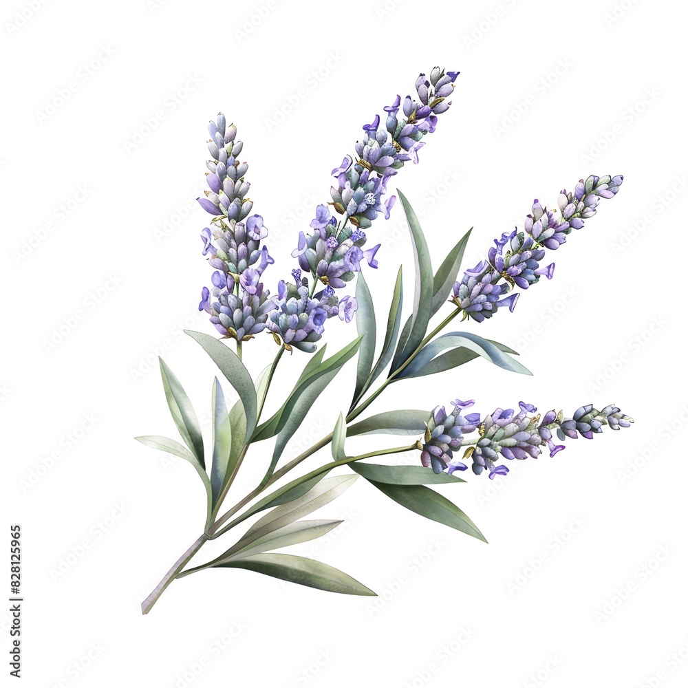 Fototapeta premium A beautiful watercolor painting of a lavender sprig