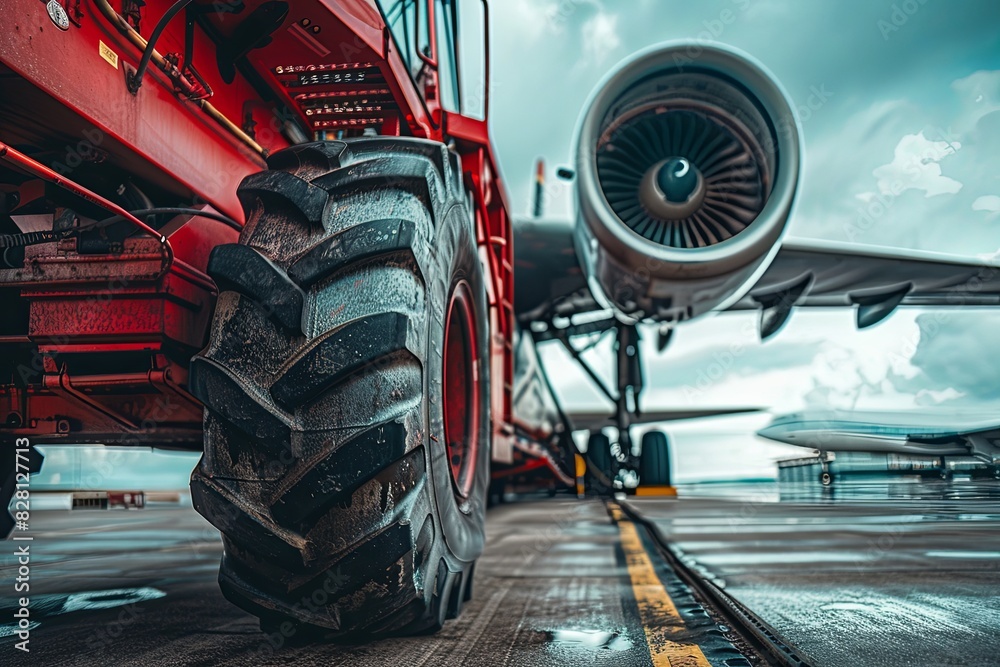 custom made wallpaper toronto digitalA large jetliner is parked on top of an airport tarmac with a towing tractor nearby