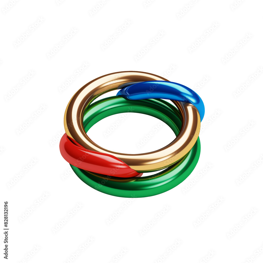 3d business bond icon, red, green, blue, gold color