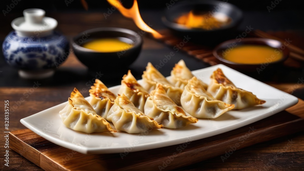 Crispy Dumplings with Spicy Chili Oil and Soy Sauce