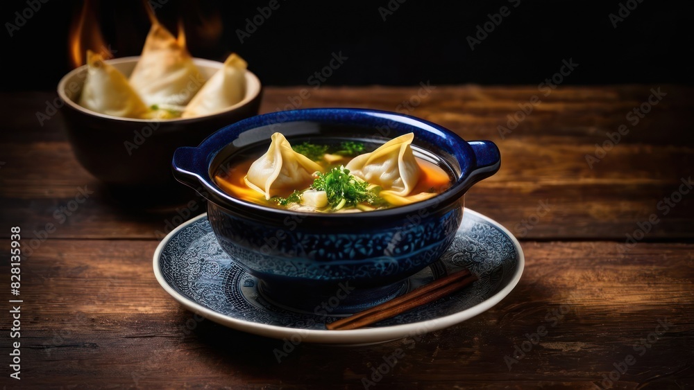 Soup in a Pot on a Wooden Table Soup in a Pot on a Wooden Table