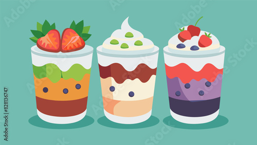 Lowfat yogurt parfaits with a variety of toppings are available for purchase catering to those with a sweet tooth while still offering a nutritious. Vector illustration
