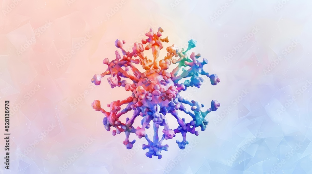 Prion Protein front view infectious disease theme water color Colored pastel Prion Protein front view infectious disease theme water color Colored pastel