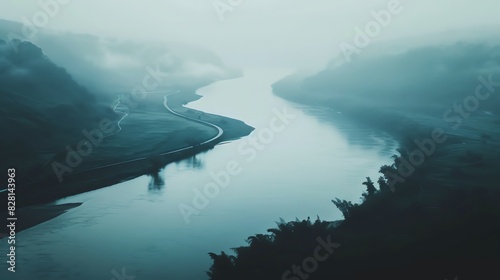 Wallpaper Mural River bend close up, focus on, copy space         Double exposure silhouette with bend Torontodigital.ca